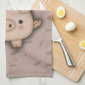 Niedlicher rosa Schwein-Oink rosa Hintergrund Geschirrtuch (Viertel Falte)