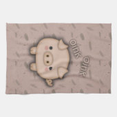 Niedlicher rosa Schwein-Oink rosa Hintergrund Geschirrtuch (Horizontal)