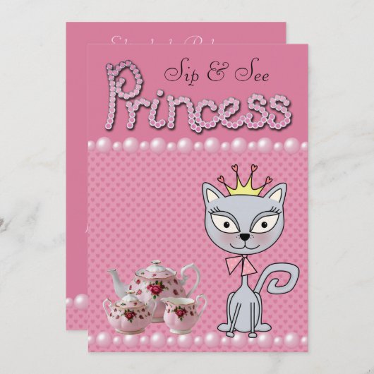 Niedlicher rosa Sip u. sehen Einladung (Vorne/Hinten)