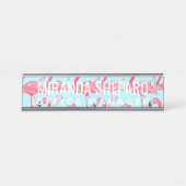 Niedlicher rosa Sommer gemaltes Flamingo-Muster Schreibtischnamensplakette (Vorderseite )