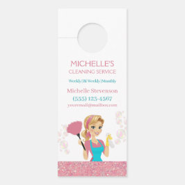 Niedlicher, rosa Sparkle Reinigungsservice Türanhänger