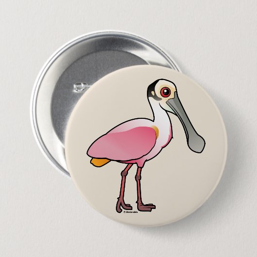 Niedlicher rosa Spoonbill Button (Vorne & Hinten)
