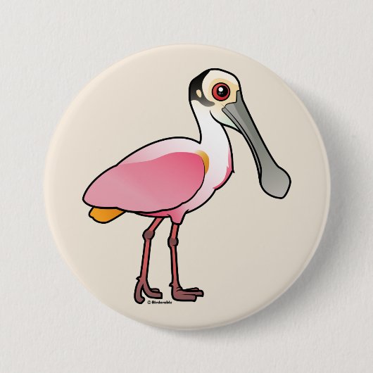 Niedlicher rosa Spoonbill Button (Vorderseite)
