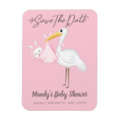 Niedlicher rosa Storch Save the Date flexibler Mag Magnet (Vertikal)