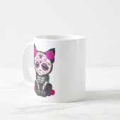 Niedlicher rosa Tag der toten Kätzchen-Katze Kaffeetasse (Vorderseite Links)