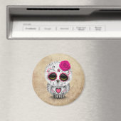 Niedlicher rosa Tag des toten sauren Schädelknoche Magnet (In Situ (Geschirrspüler))