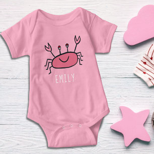 Niedlicher Rosa Taschenkrebse Tierjugendname Baby Strampler