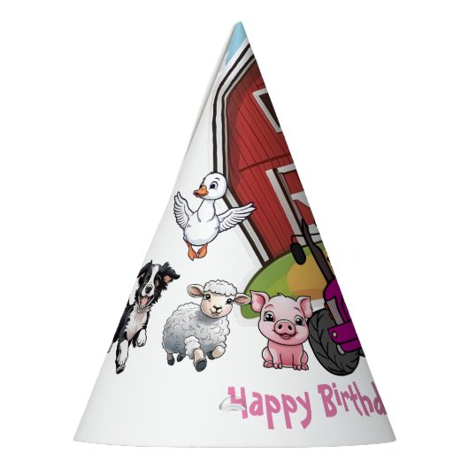 Niedlicher rosa Traktor Partyhütchen (Links)