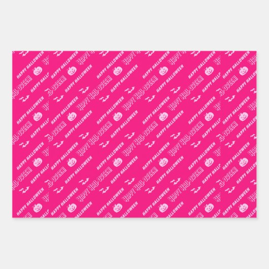 Niedlicher Rosa Trick O Leckerei Happy Halloween-G Geschenkpapier Set (Vorderseite 3)