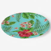 Niedlicher, rosa tropischer Hibiskus Blume auf Tür Pappteller (Schrägansicht)