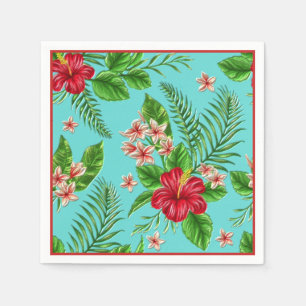 Niedlicher, rosa tropischer Hibiskus Blume auf Tür Serviette