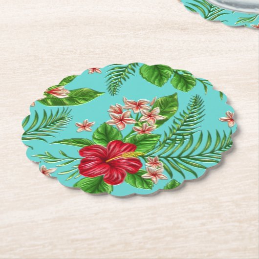 Niedlicher, rosa tropischer Hibiskus Blume auf Tür Untersetzer (angewinkelt)