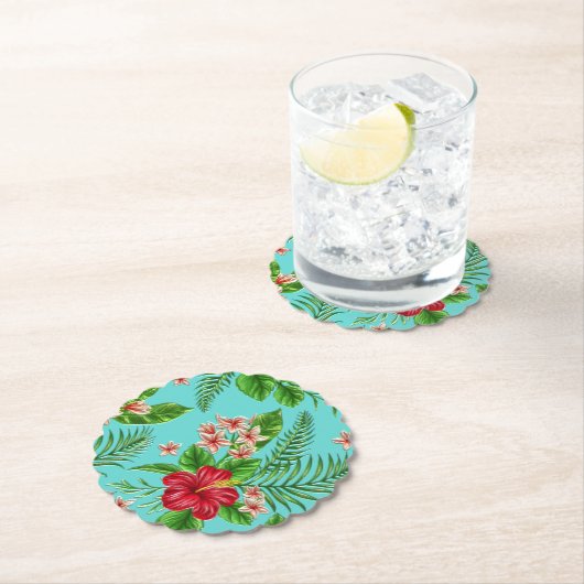 Niedlicher, rosa tropischer Hibiskus Blume auf Tür Untersetzer (Vor Ort)