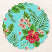 Niedlicher, rosa tropischer Hibiskus Blume auf Tür Untersetzer (Vorderseite)