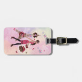 Niedlicher rosa Turm Watercolor-Mädchen-Paris Gepäckanhänger (Vorderseite horizontal)