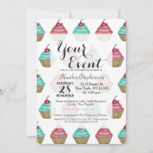 Niedlicher rosa u. blauer kleiner Kuchen mit Einladung (Vorderseite)