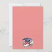 Niedlicher rosa und blauer Abschluss Einladung (Rückseite)