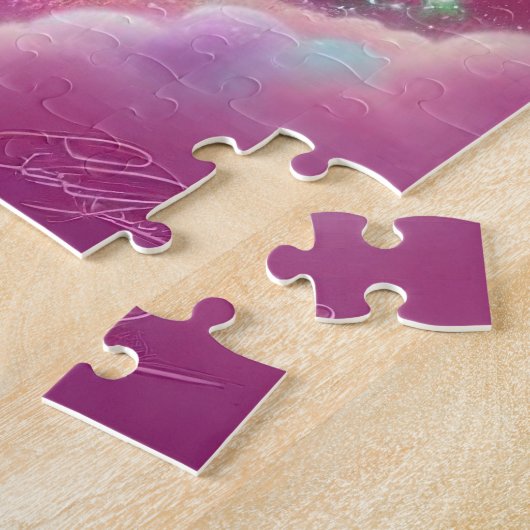 Niedlicher, rosa und blauer Einhorn Glitzer hell Puzzle (Seite)