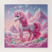 Niedlicher, rosa und blauer Einhorn Glitzer hell Puzzle (Vertikal)