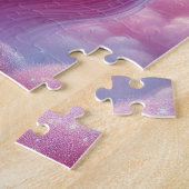 Niedlicher, rosa und blauer Einhorn Glitzer hell Puzzle (Seite)