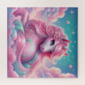 Niedlicher, rosa und blauer Einhorn Glitzer hell Puzzle (Horizontal)
