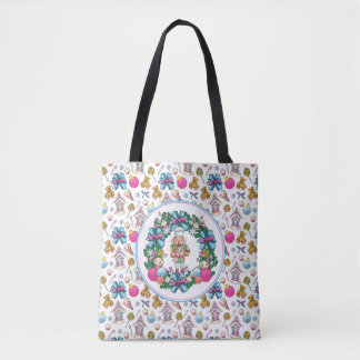 Niedlicher, rosa und blauer Weihnachtscreme Tasche
