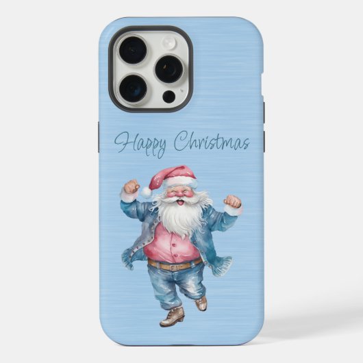 Niedlicher rosa und blauer Weihnachtsmann in Jeans iPhone Hülle (Rückseite)