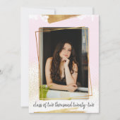 Niedlicher Rosa und Gold Gerahmter Abschluss Einla Einladung (Vorderseite)