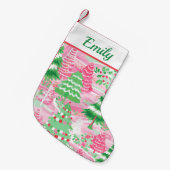 Niedlicher Rosa und grüner Weihnachtsbaum Kleiner Weihnachtsstrumpf (Vorderansicht (hängend))