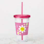 Niedlicher Rosa und Weißer Individuelle Name Acryltrinkbecher (Vorderseite)