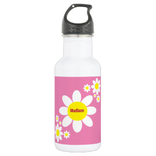 Niedlicher Rosa und Weißer Individuelle Name Edelstahlflasche