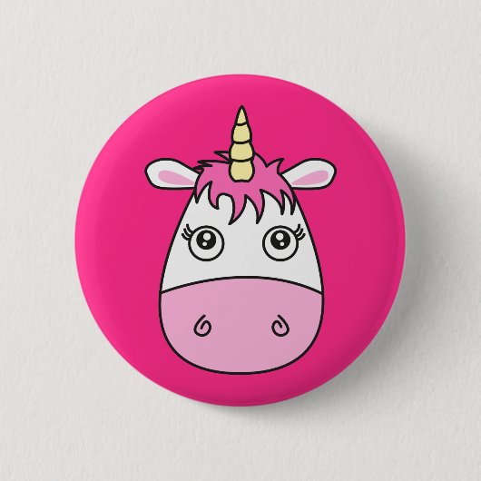 Niedlicher rosa Unicorn-Abzeichen-Button-Knopf Button (Vorderseite)