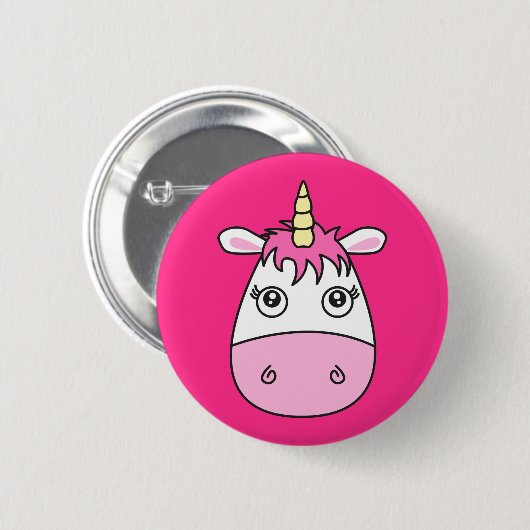 Niedlicher rosa Unicorn-Abzeichen-Button-Knopf Button (Vorne & Hinten)