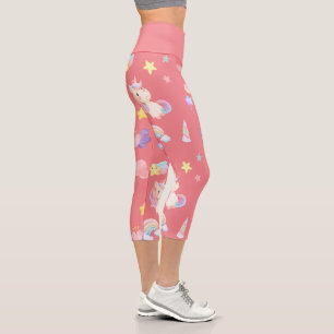 Niedlicher rosa, unicorone Regenbogenballon Muster Capri Leggings