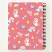 Niedlicher rosa, unicorone Regenbogenballon Muster Notizblock (Rückseite)