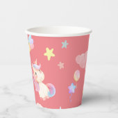 Niedlicher rosa, unicorone Regenbogenballon Muster Pappbecher (Vorderseite)