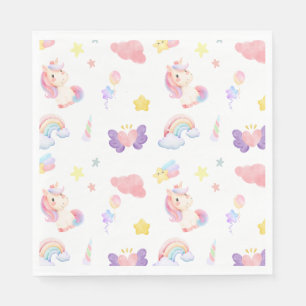 Niedlicher rosa, unicorone Regenbogenballon Muster Serviette