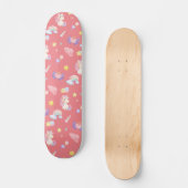 Niedlicher rosa, unicorone Regenbogenballon Muster Skateboard (Vorderseite)