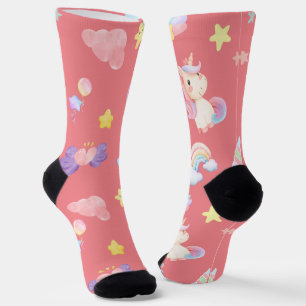 Niedlicher rosa, unicorone Regenbogenballon Muster Socken