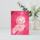Niedlicher rosa Valentine-Vogel Feiertagspostkarte (Stehend Vorderseite)