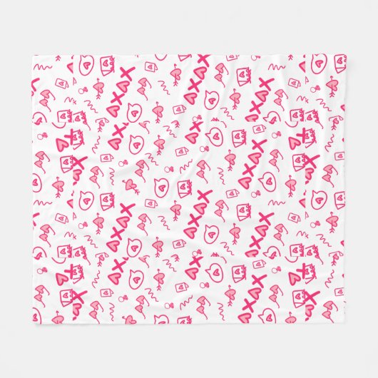 Niedlicher rosa Valentinstag Fleecedecke (Vorderseite (Horizontal))