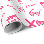 Niedlicher rosa Valentinstag Geschenkpapier (Rolleneckpunkt)