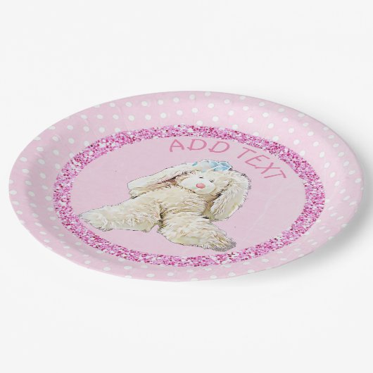 Niedlicher rosa Vintager Pappteller (Schrägansicht)