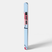 Niedlicher rosa Vogel auf hellblauer personalisier Case-Mate iPhone Hülle (Rückseite / Links)