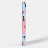 Niedlicher rosa Vogel auf hellblauer personalisier Case-Mate iPhone Hülle (Rückseite / Rechts)