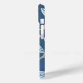 Niedlicher Rosa-Vogel, blau, personalisiert Case-Mate iPhone Hülle (Rückseite / Links)