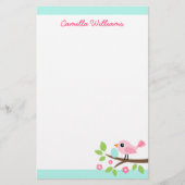 Niedlicher Rosa Vogel mit Ei im individuelle Name Briefpapier (Vorderseite)