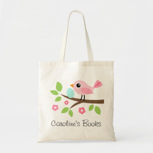 Niedlicher rosa Vogel mit personalisiertem Tragetasche