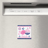 Niedlicher rosa Wal und Muster für Anker Magnet (In Situ (Geschirrspüler))