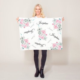 Niedlicher rosa Wasserfarben Blumengebirgsname Fleecedecke